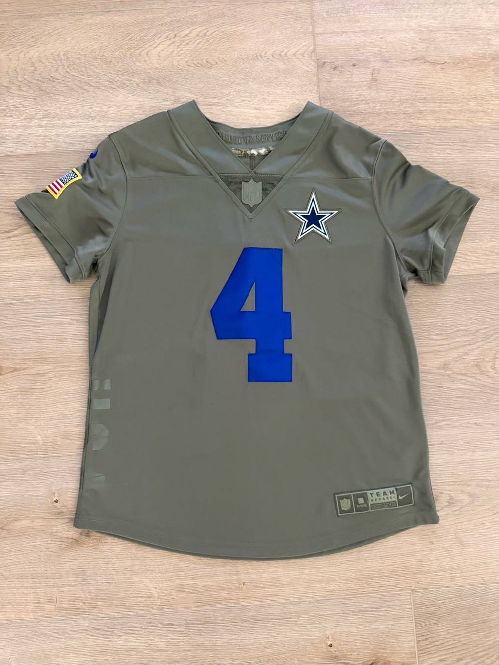 Nike Dallas Cowboys Dak Prescott #4 Salute to Service Jersey Olive Green Medium